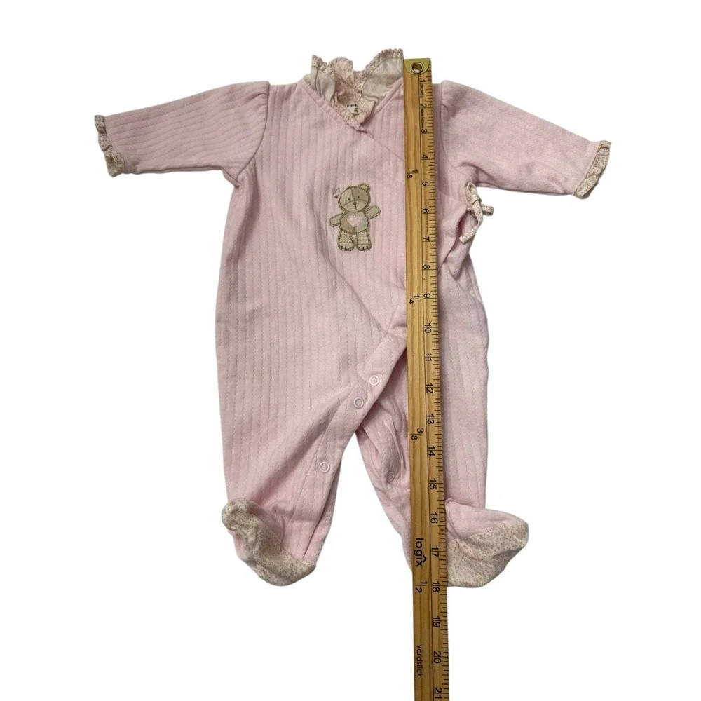 Baby Girl Carter's‎  Pink Bear Hugs Footed Outfit Calico Accent SZ 3 Months